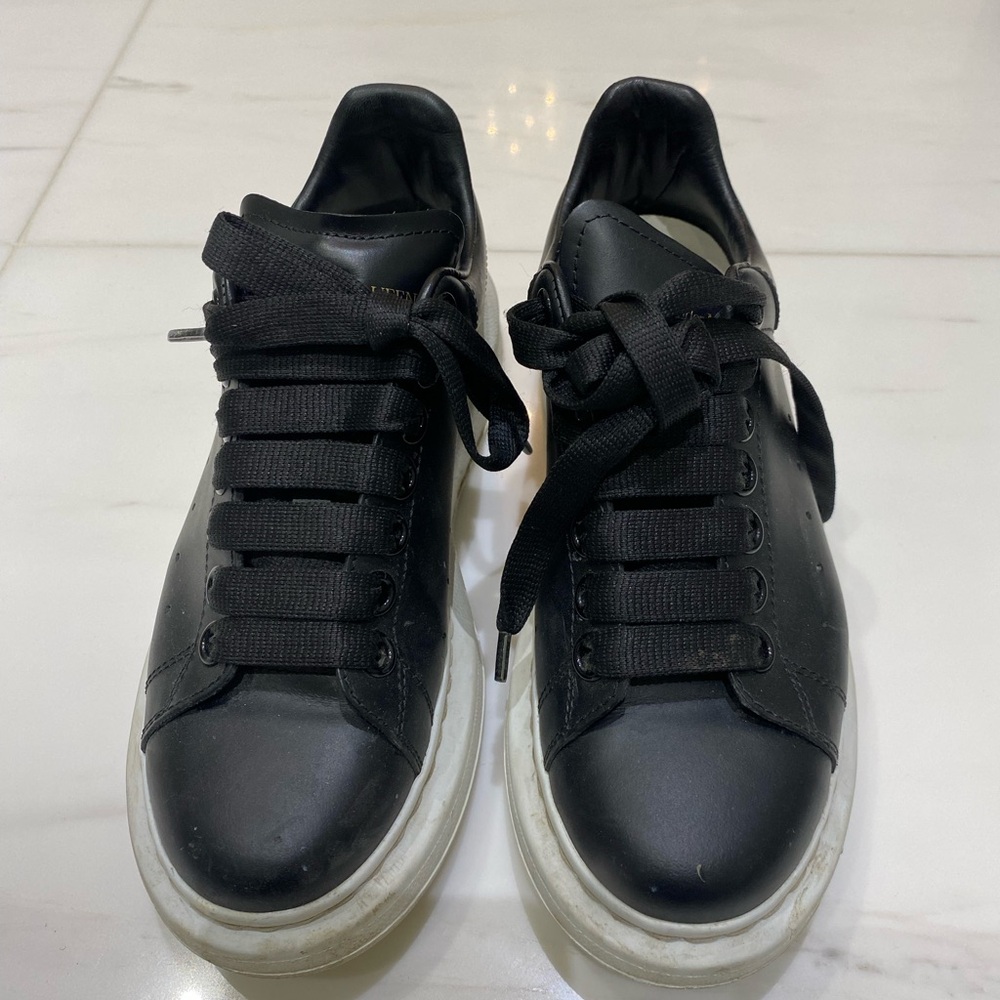 Alexander McQueen Black Sneakers with White Sole and Minimalist Design